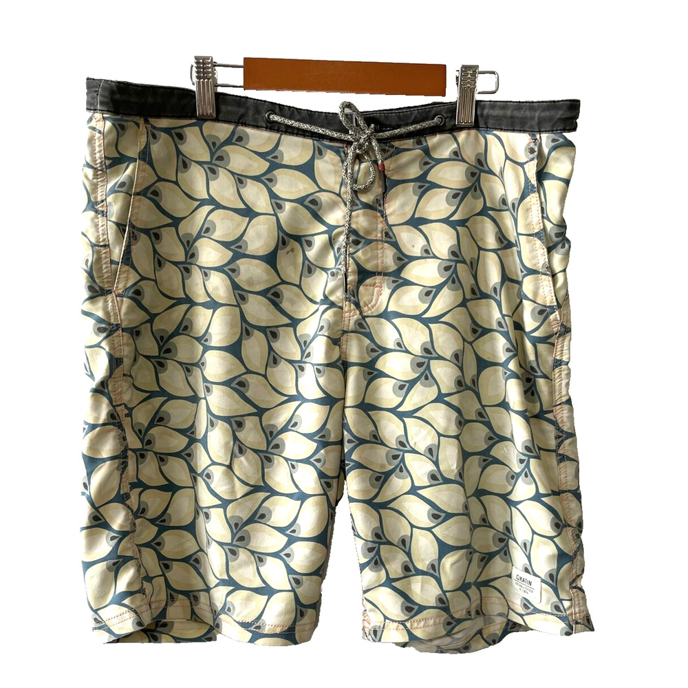 Katin USA Surf Co. Board Shorts Mens Size 32 Surfing Swim Trunks Gray Blue